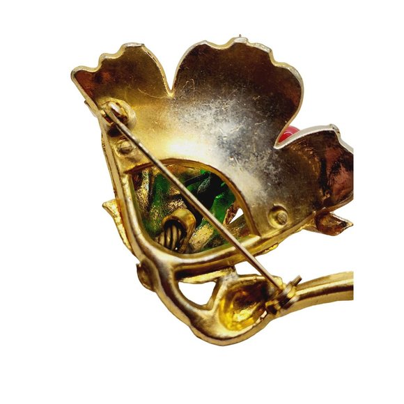 Vintage Dimensional Flower Brooch with Glass Stamens (A500) - Picture 9 of 10